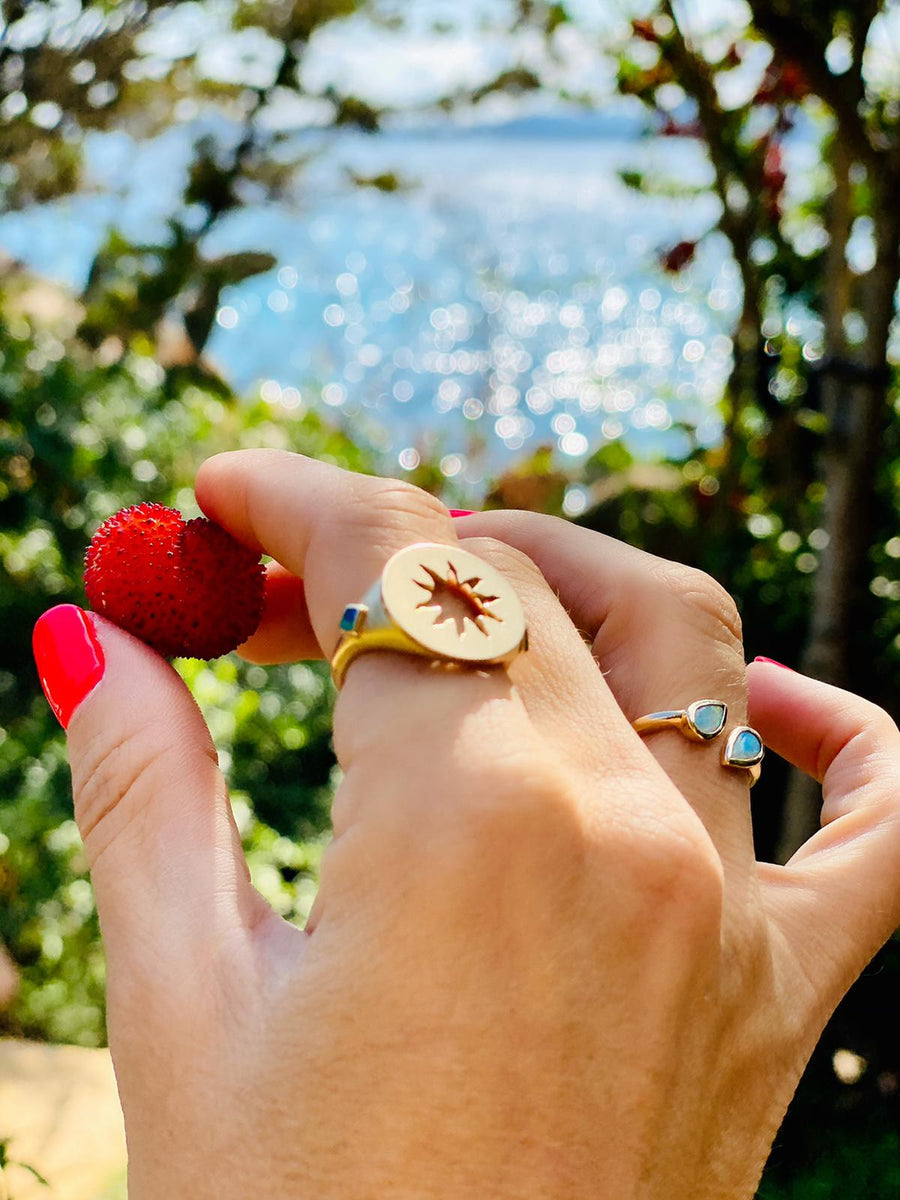 Sun Flower Signet Ring Women, Gold Signet Ring, Sun Jewelry, Rings for  Woman, open ring– annikabella