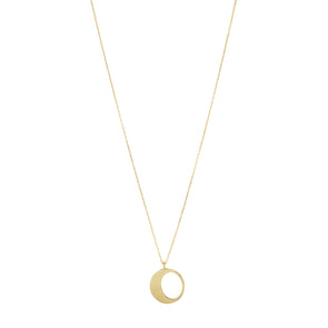 Handmade gold necklace with small moon pendant. 