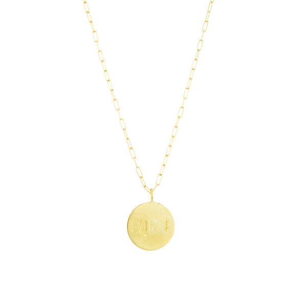 Handmade simple gold necklace with white diamonds set in center. 