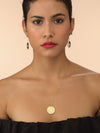 Model wearing breathe diamond and enamel necklace 