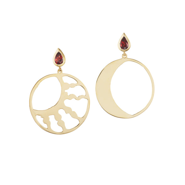 Sun and Moon Hoop Earrings