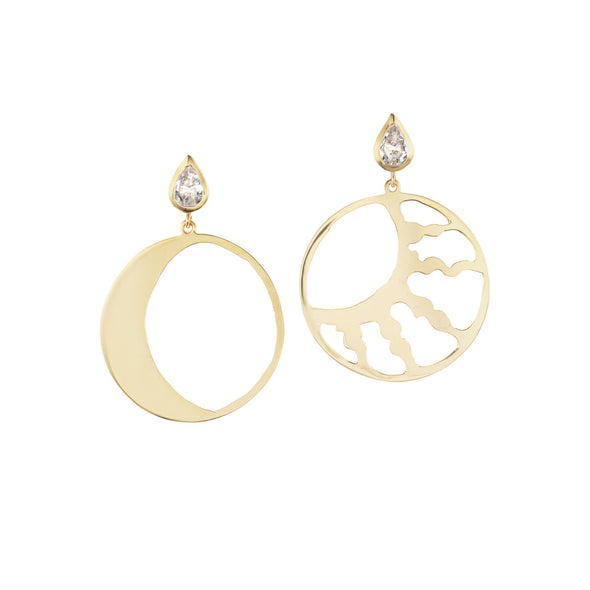 Sun and Moon Hoop Earrings