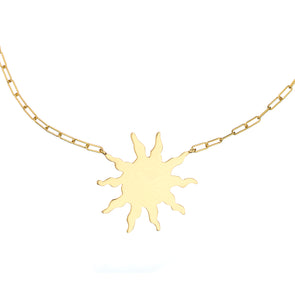 Handmade Gold Sun Necklace with symbolic charm pendant 
