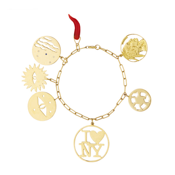 Handmade custom gold charm bracelet