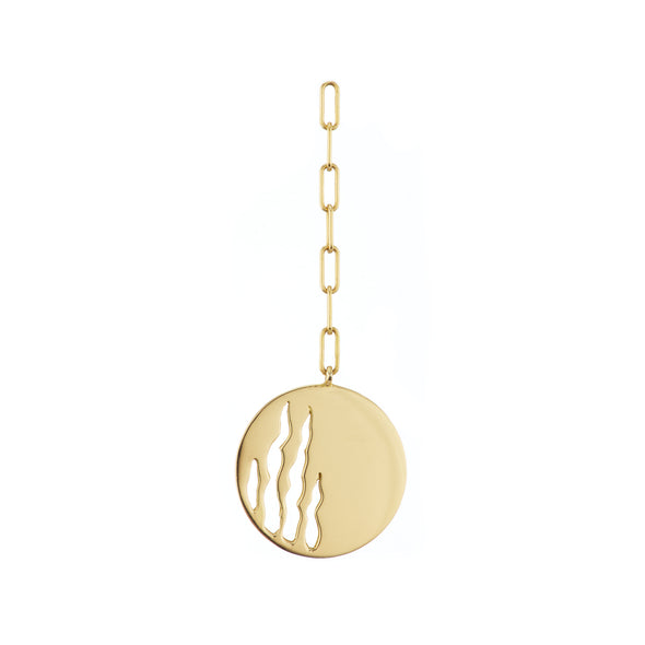 14k gold earring with half flame cutout design