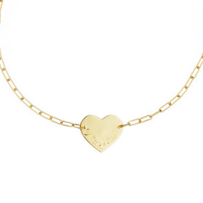 Handmade yellow gold necklace with heart symbol pendant