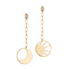 Handmade gold  sun and moon earrings