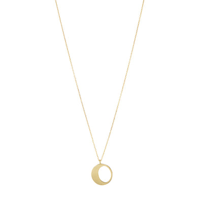 Handmade gold necklace with small moon pendant. 