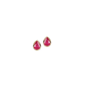 Pink Sapphire stud earrings cast in 18k gold